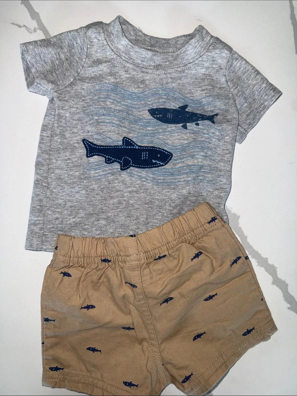Carter's Gray and Tan Shark Matching Set